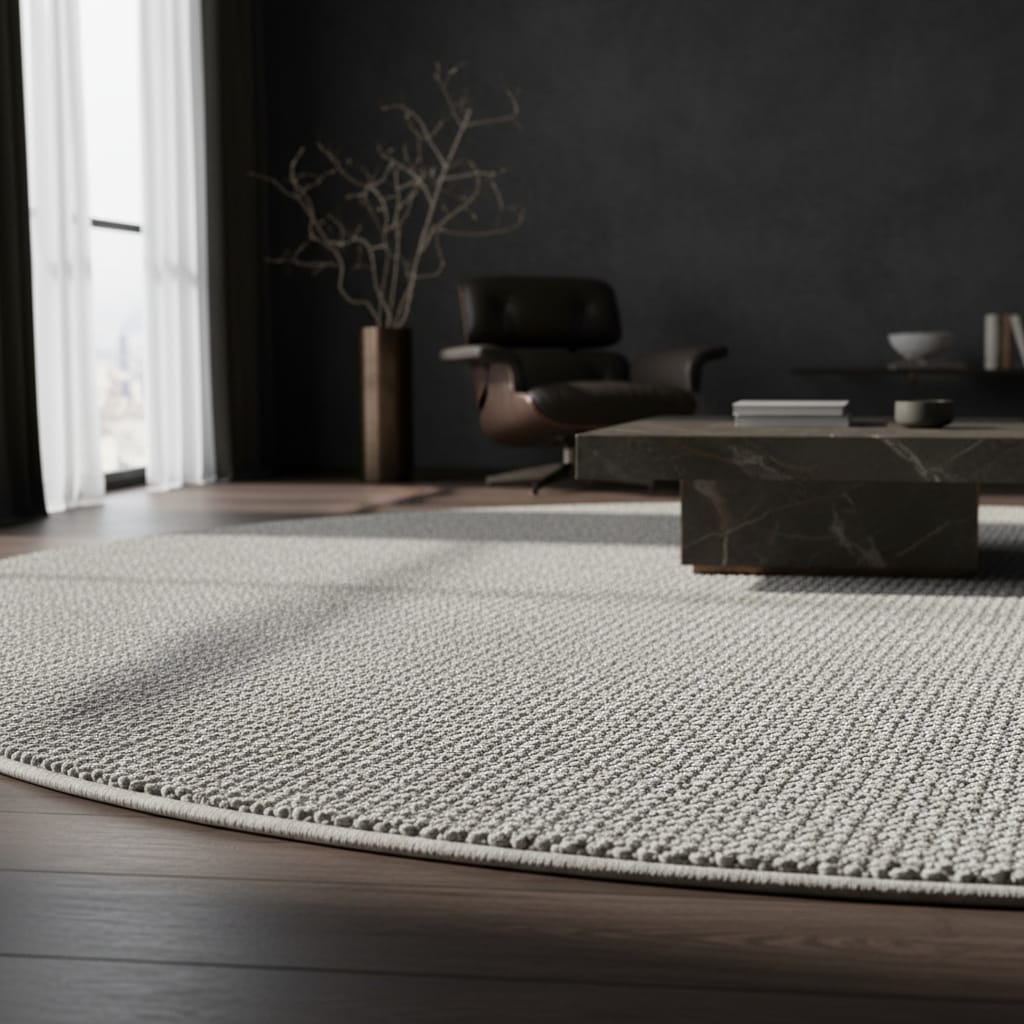 Teppich Flachgewebe CIMA in Silber, einfarbig, Ø 200 cm