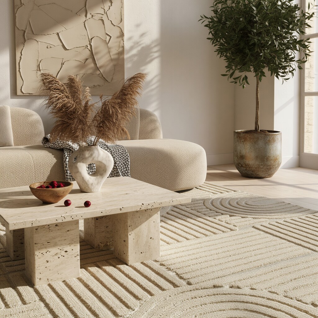 Teppich Hochflor RIGI in Beige, im Skandi-Boho-Stil, 120 x 170 cm