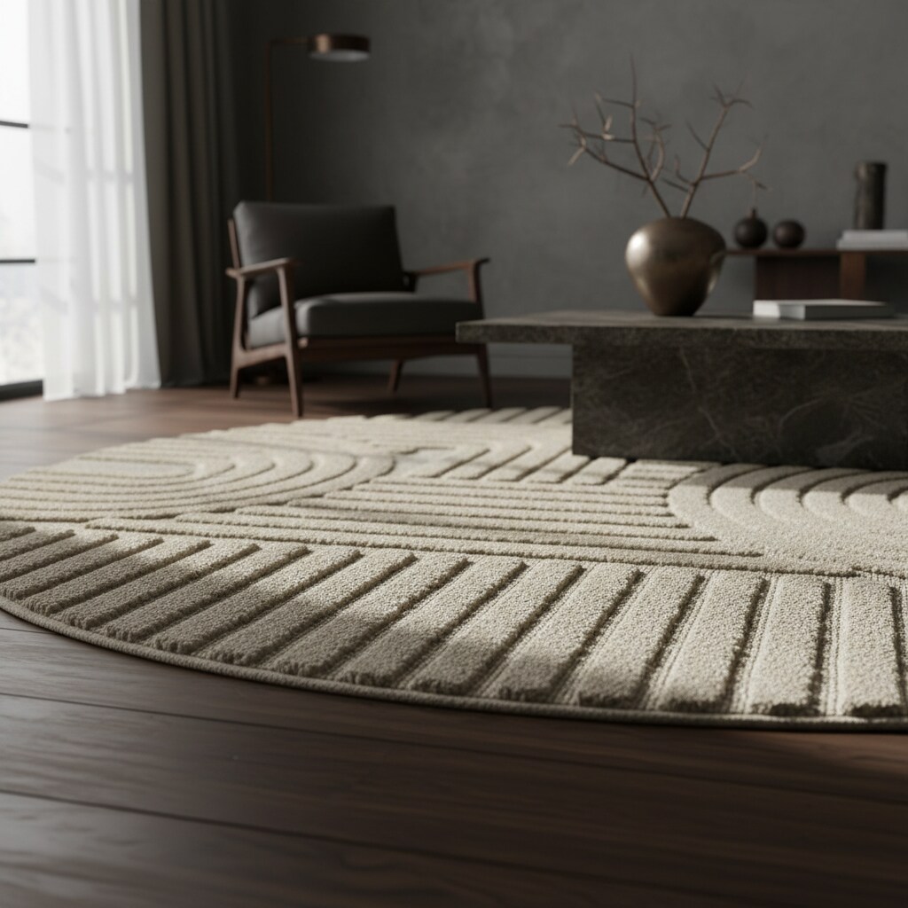 Teppich Hochflor RIGI in Beige, im Skandi-Boho-Stil, Ø 200 cm