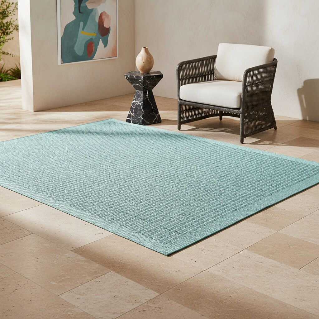 Teppich Outdoor DAFNE in Blau, einfarbig, 140 x 200 cm