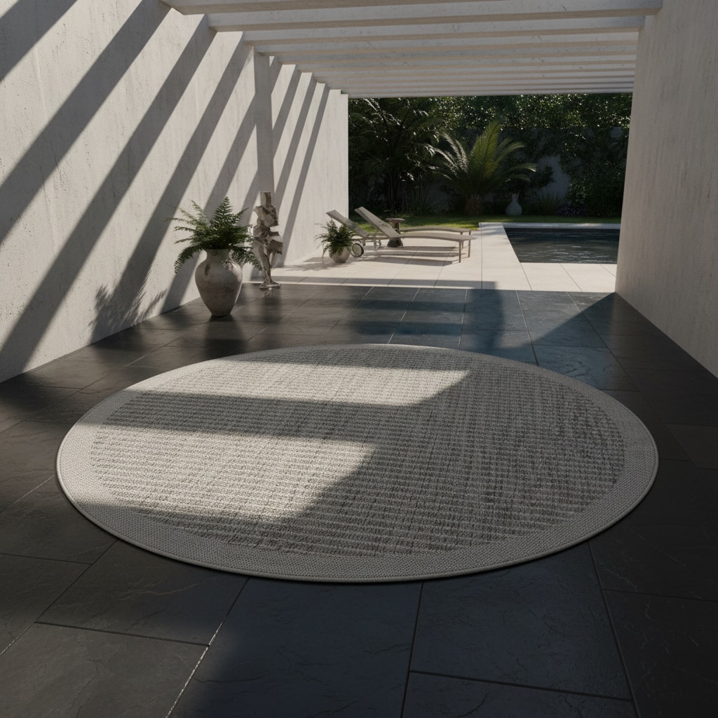 Teppich Outdoor DAFNE in Grau, einfarbig, Ø 160 cm