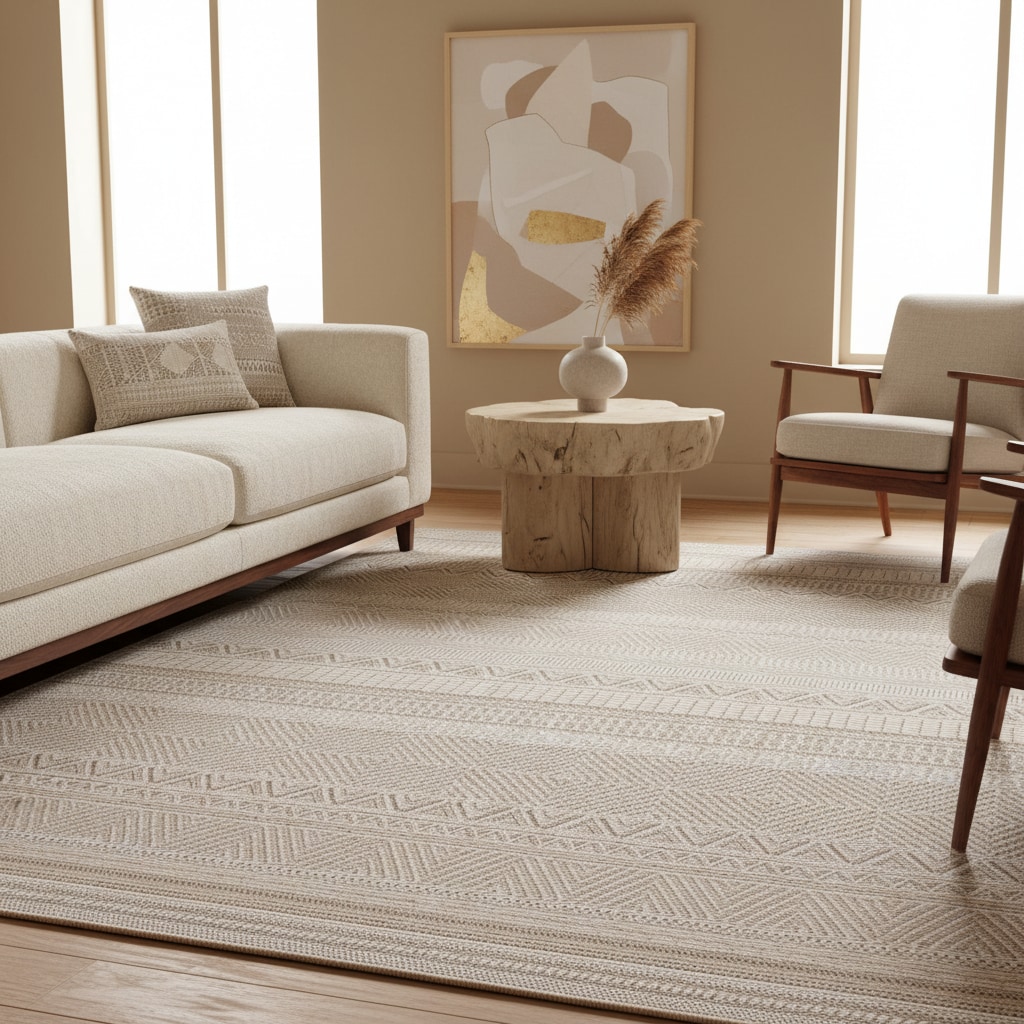 Teppich Outdoor VENTOUX in Beige, im Ethno-Stil, 280 x 370 cm