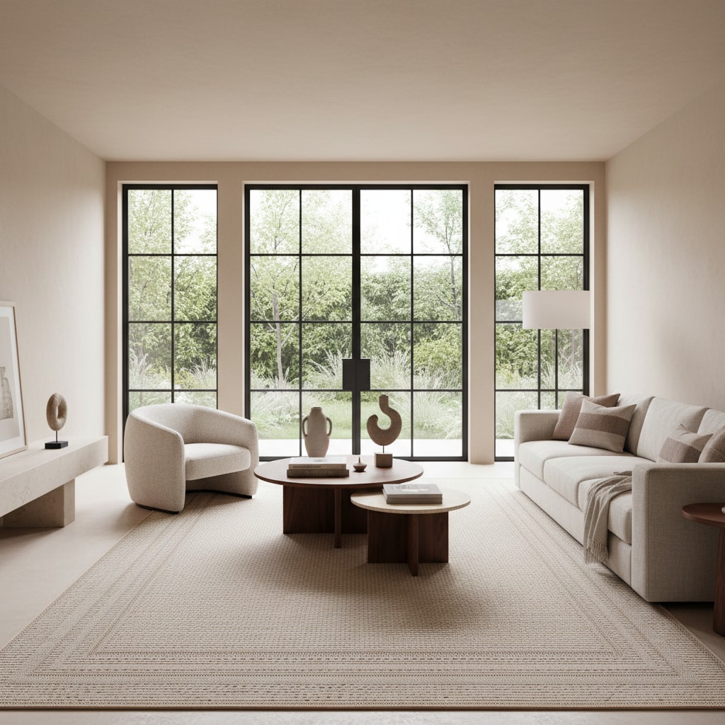 Teppich Outdoor VENTOUX in Beige, mit Bordüre, 80 x 250 cm