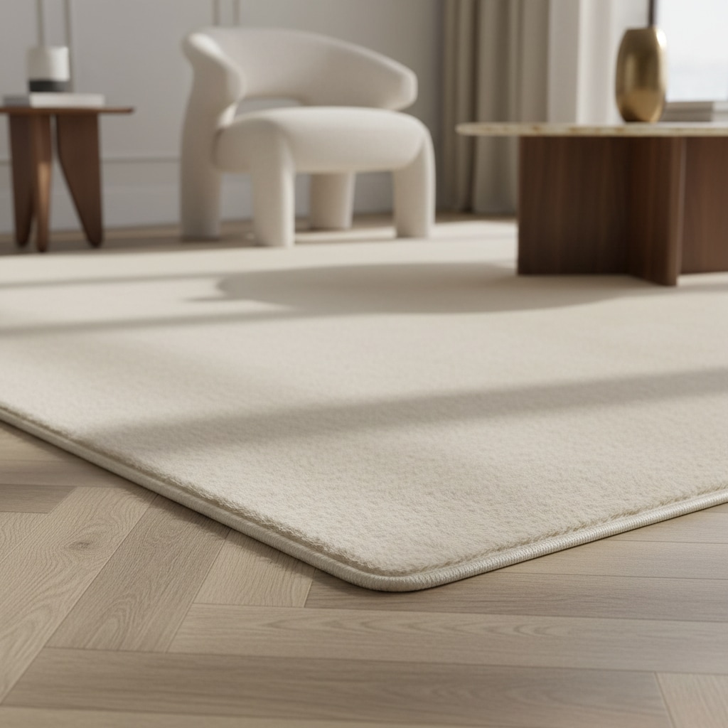 Teppich Kurzflor Waschbar ISAR in Creme, einfarbig, Ø 200 cm