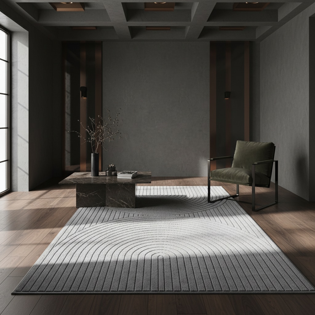 Teppich Outdoor ENGADIN in Silber, im Skandi-Stil mit 3D-Design, 160 x 230 cm