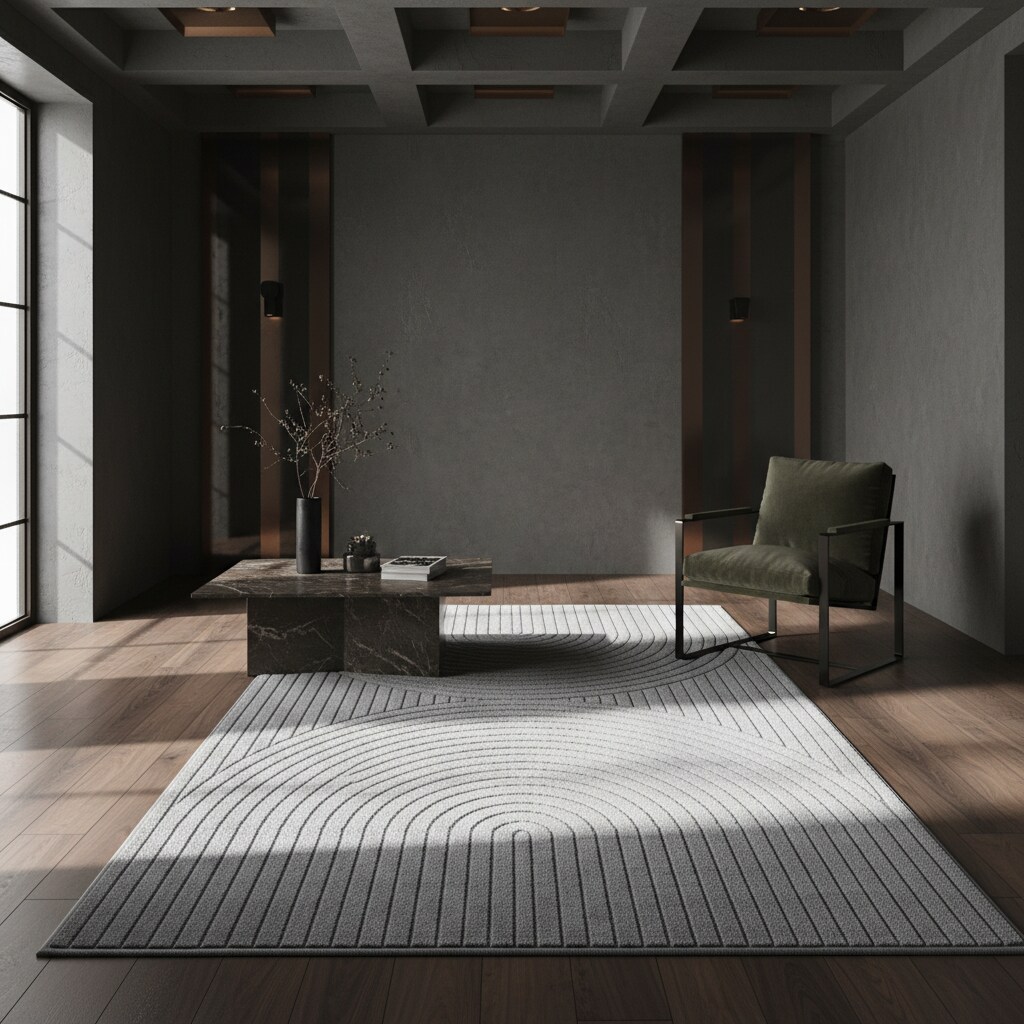Teppich Outdoor ENGADIN in Silber, im Skandi-Stil mit 3D-Design, 200 x 290 cm