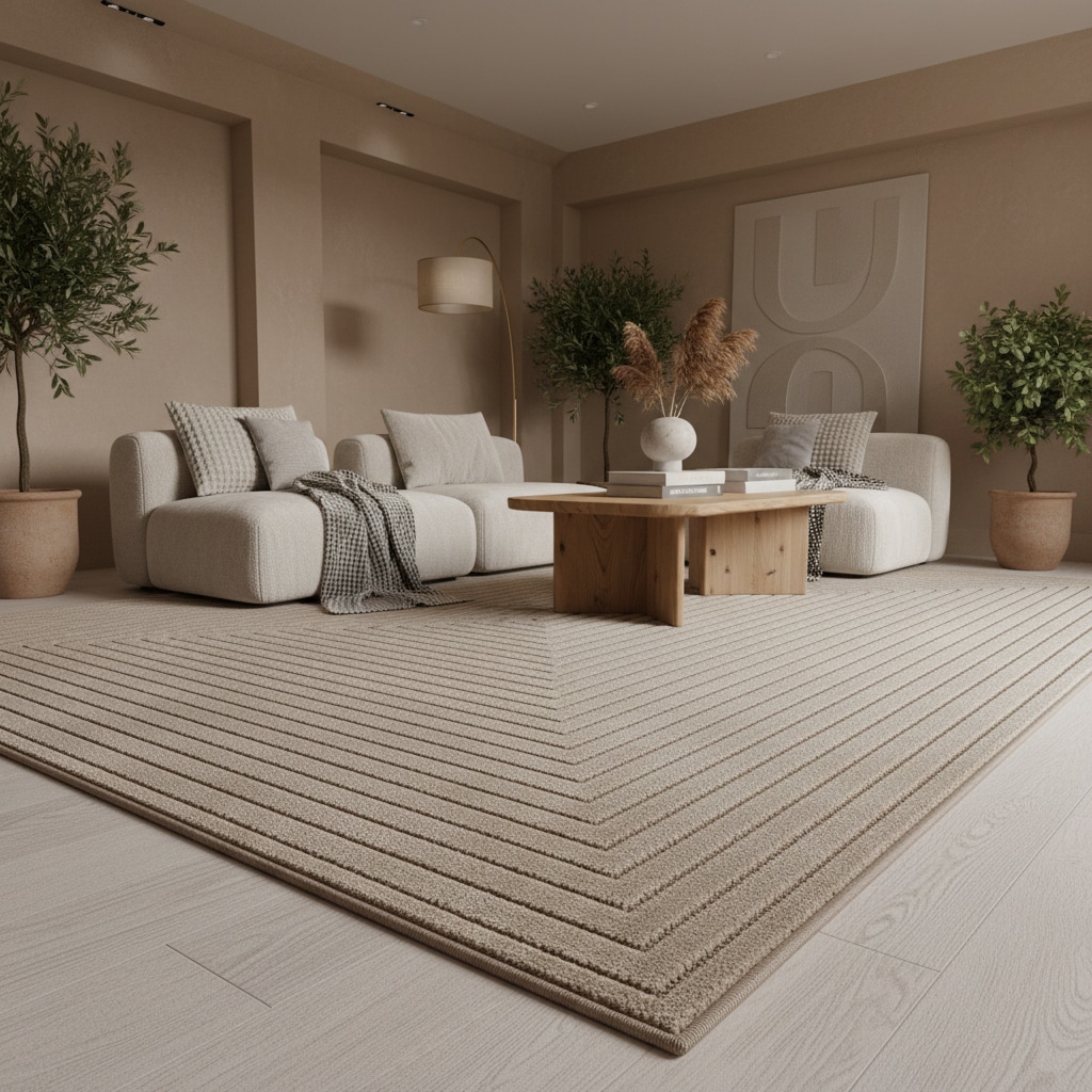 Teppich Outdoor ENGADIN in Beige, im Skandi-Stil mit 3D-Design, aus Polypropylen, 80 x 150 cm
