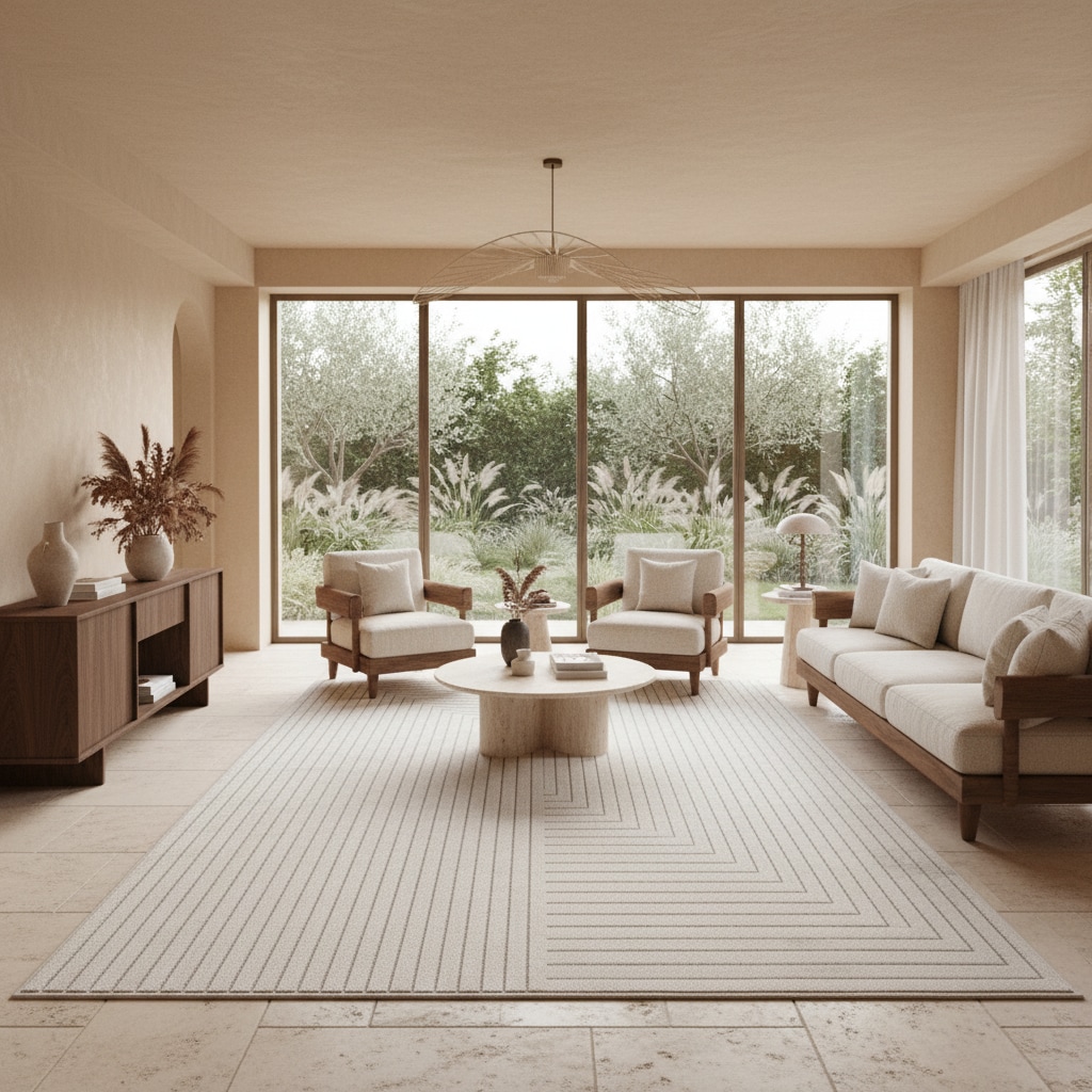 Teppich Outdoor ENGADIN in Creme, im Skandi-Stil mit 3D-Design, aus Polypropylen, 280 x 370 cm