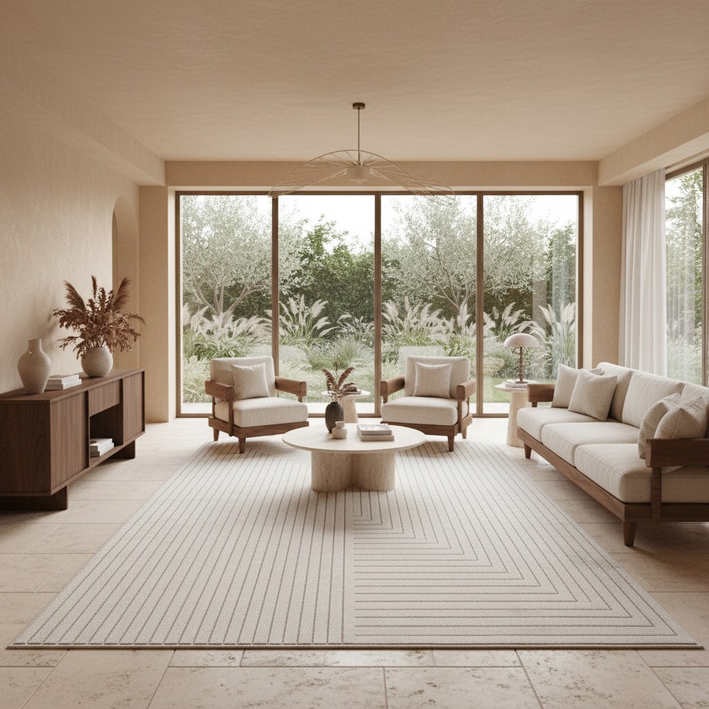 Teppich Outdoor ENGADIN in Creme, im Skandi-Stil mit 3D-Design, aus Polypropylen, 200 x 290 cm