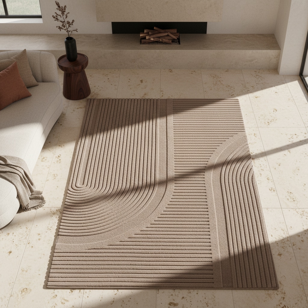 Teppich Kurzflor Waschbar LAVAREDO in Beige, im Boho-Stil, aus Microfaser, 160 x 230 cm