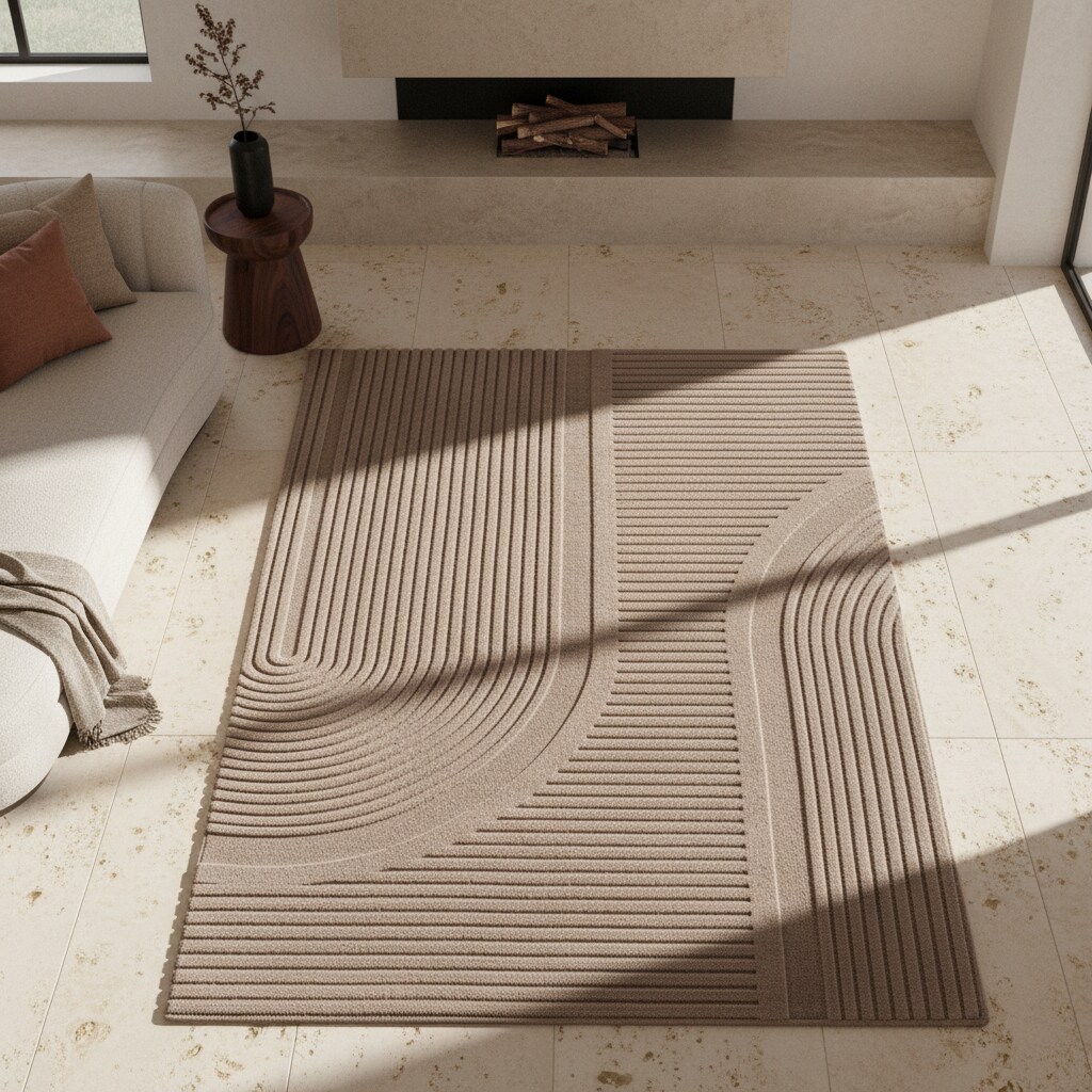Teppich Kurzflor Waschbar LAVAREDO in Beige, im Boho-Stil, aus Microfaser, 200 x 290 cm