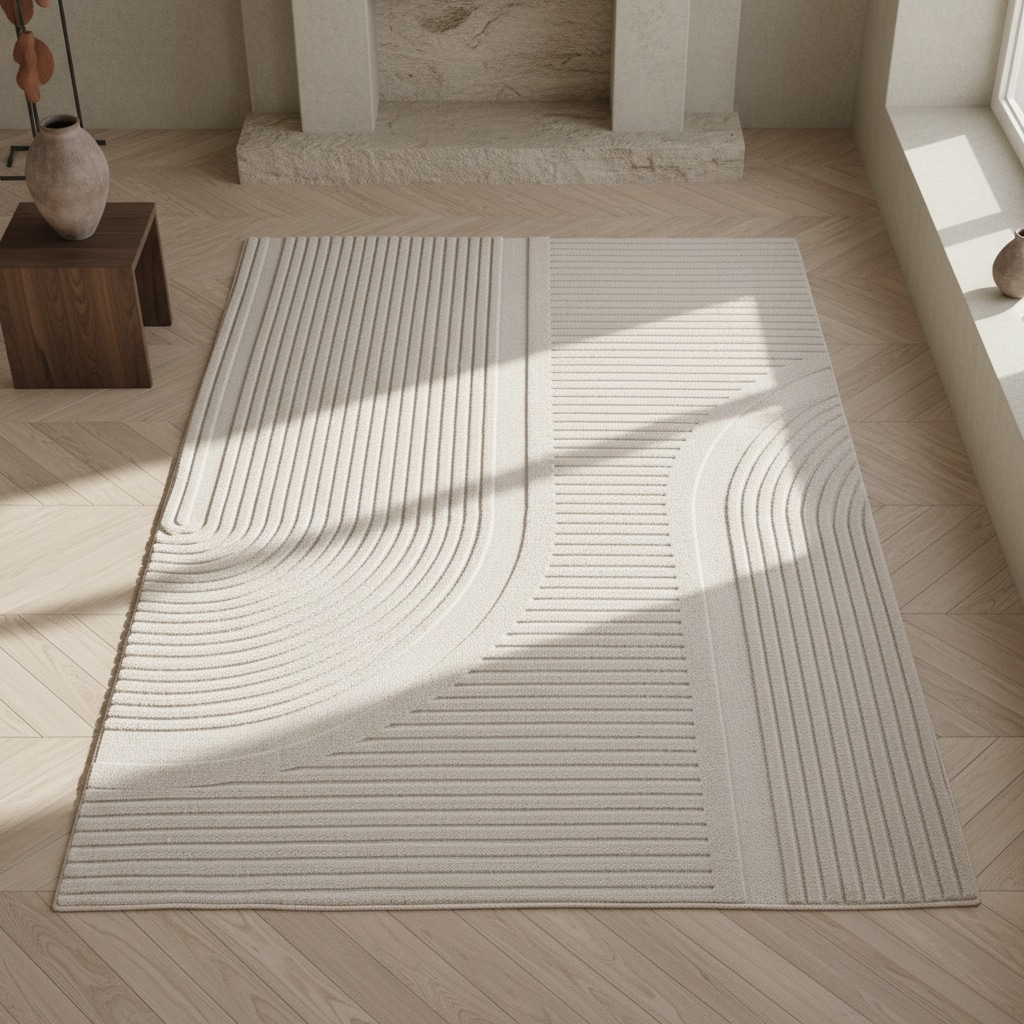 Teppich Kurzflor Waschbar LAVAREDO in Creme, im Boho-Stil, aus Microfaser, 200 x 290 cm