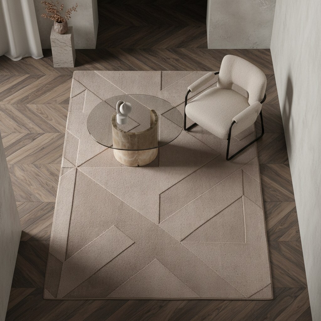 Teppich Kurzflor Waschbar LAVAREDO in Beige, geometrisch, 140 x 200 cm
