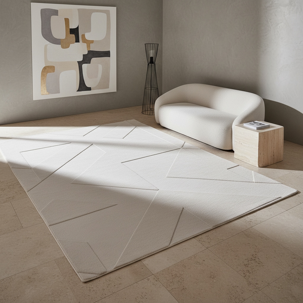 Teppich Kurzflor Waschbar LAVAREDO in Creme, geometrisch, 140 x 200 cm