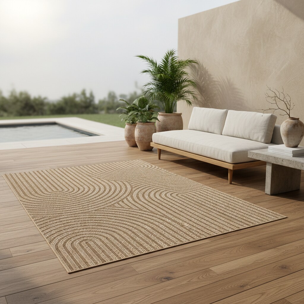 Teppich Outdoor ARLBERG in Beige, in Jute-Optik, 80 x 150 cm