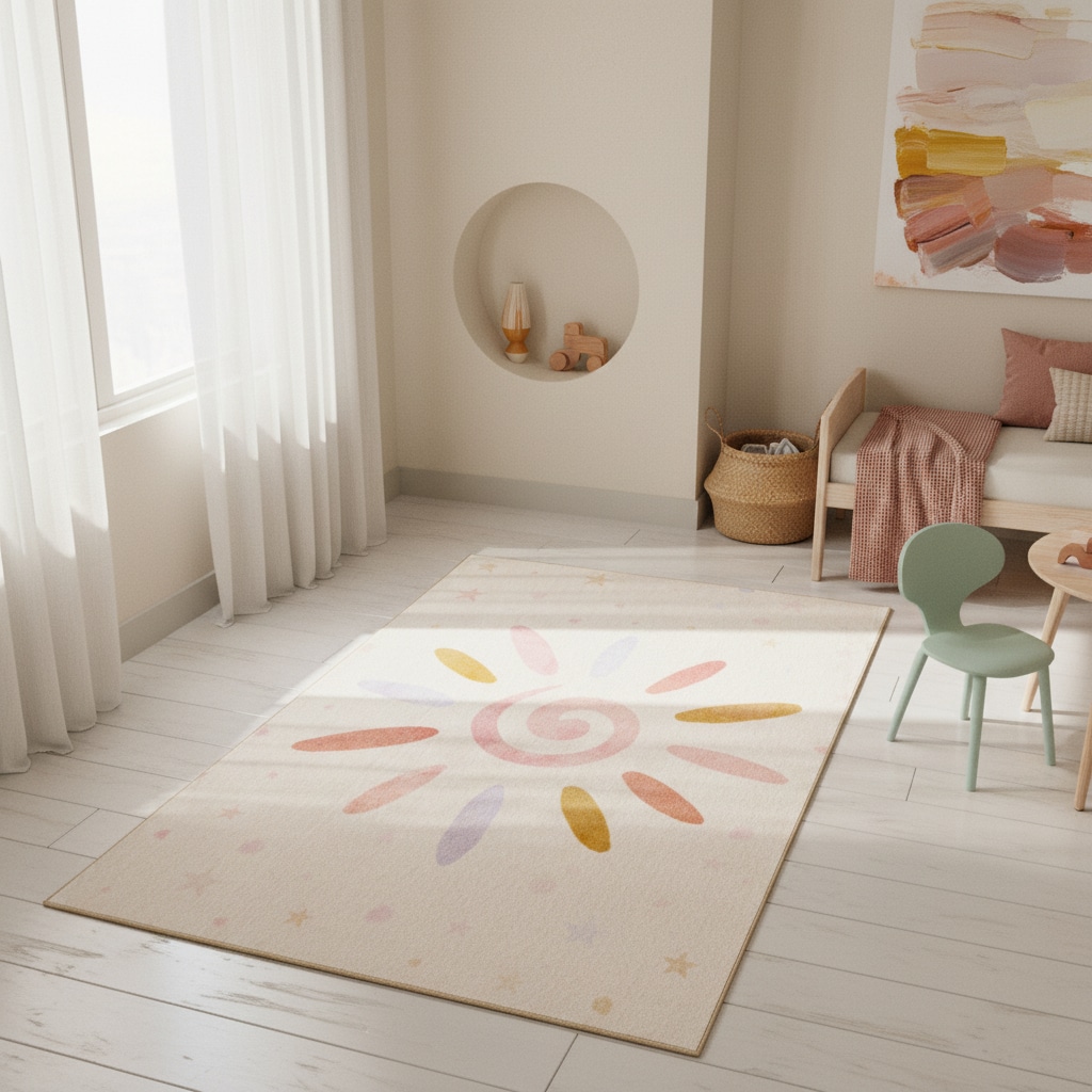Spielteppich TRAUN in Creme, floral, 140 x 200 cm