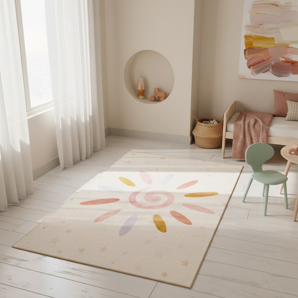 Spielteppich TRAUN in Creme, floral, 80 x 120 cm