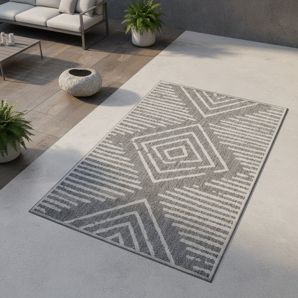 Outdoorteppich LIRIA, gestreift, Grau, 60 x 100 cm