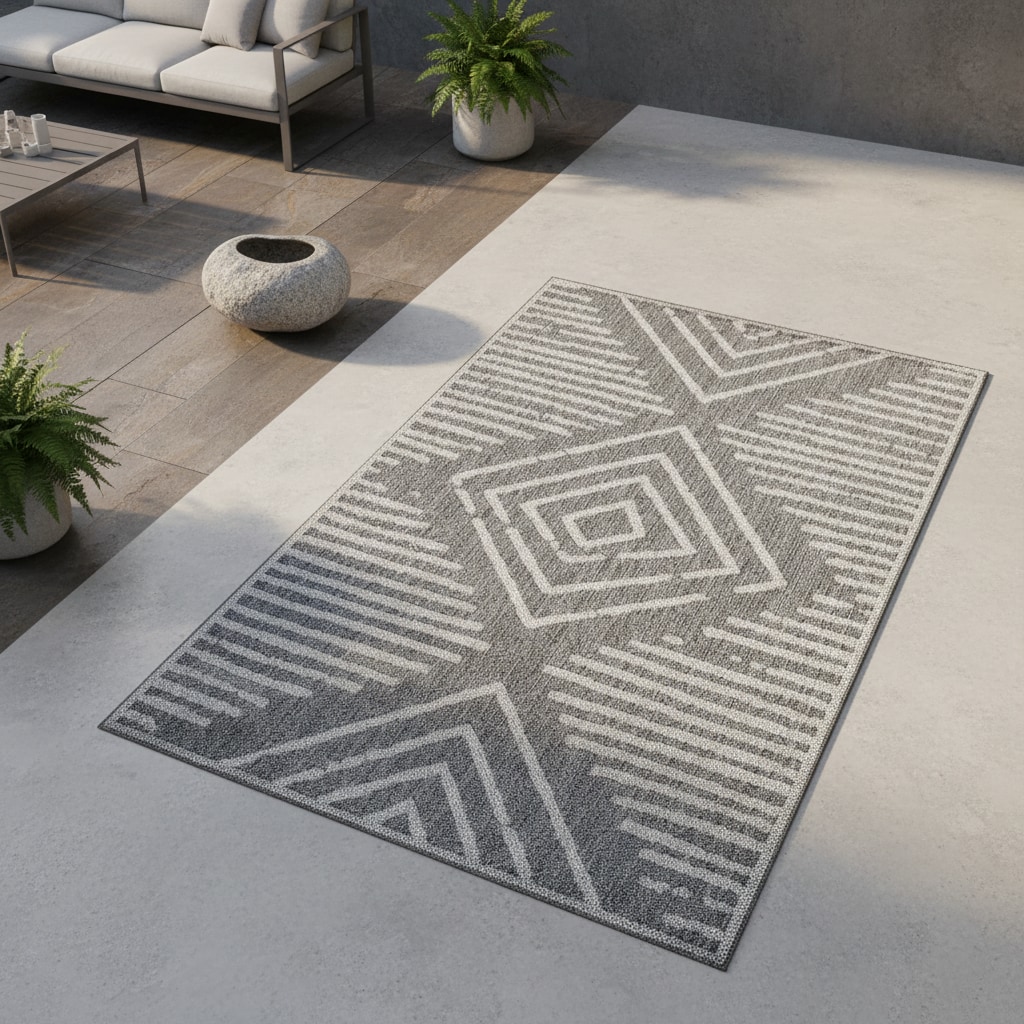Outdoorteppich LIRIA, gestreift, Grau, 140 x 200 cm