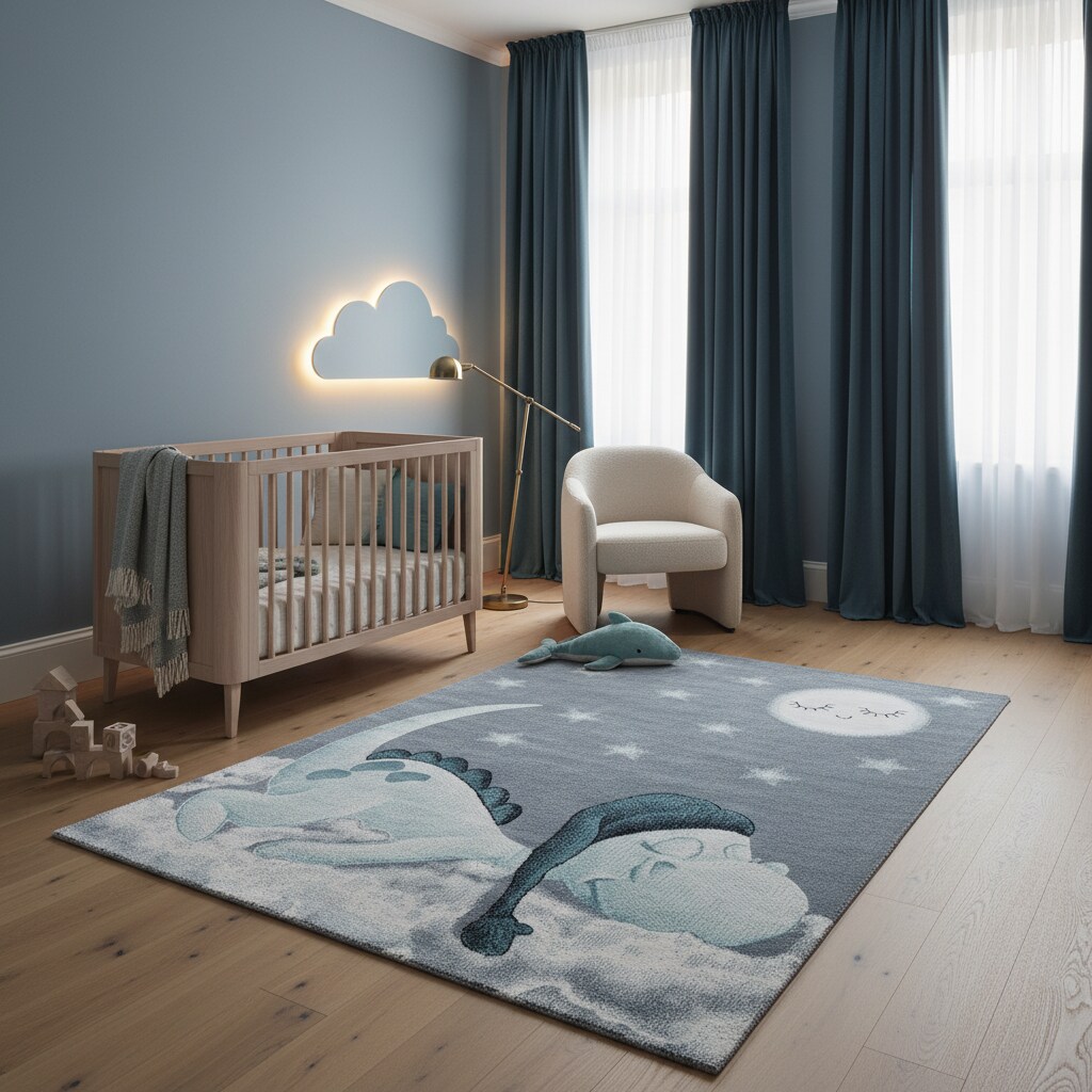Kinderteppich COGNE, mit Dino-Motiv, Blau, 200 x 290 cm