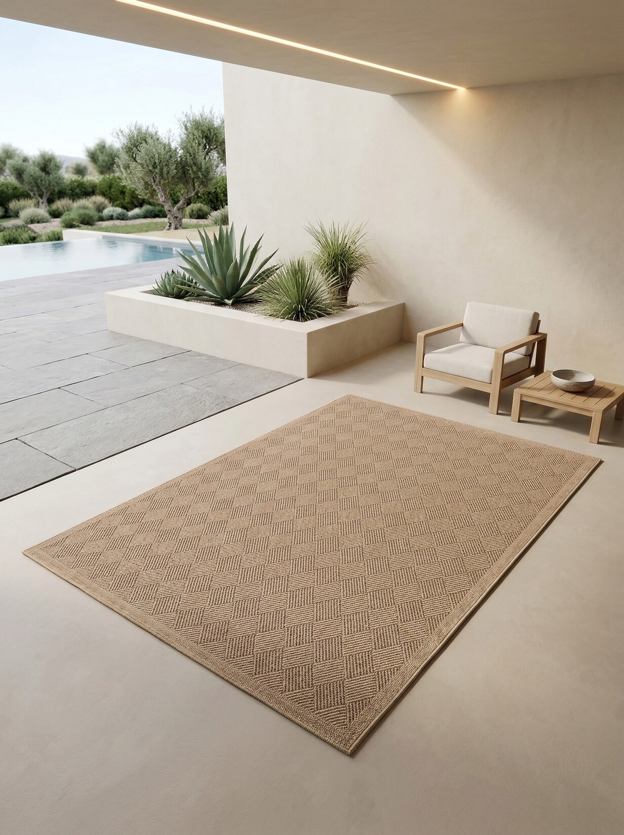 Outdoorteppich KASBERG, im Vintage-Stil, aus Polypropylen, Schwarz, 80 x 150 cm