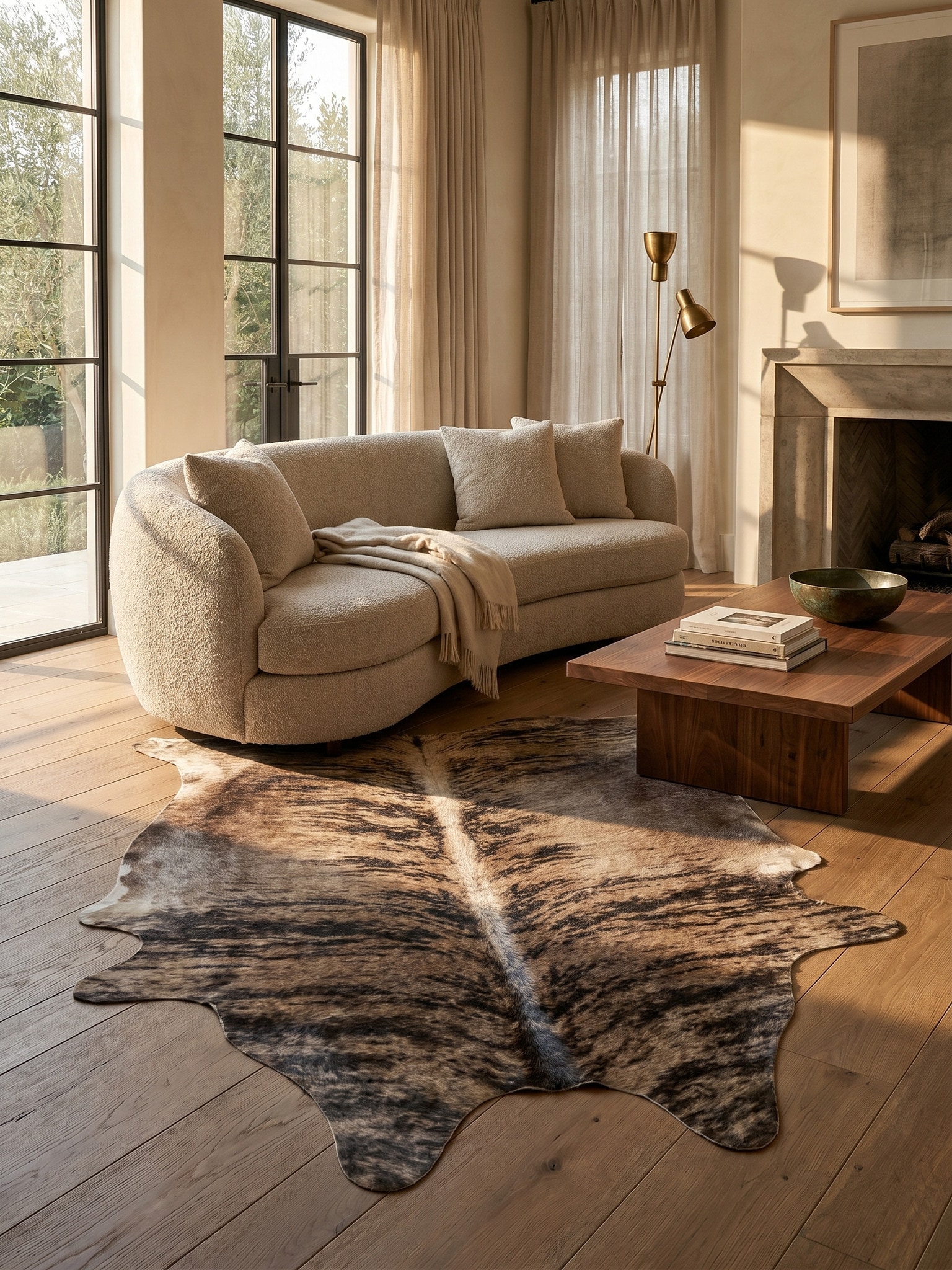 Flachwebteppich GASTEIN, in Rindsleder-Optik, aus Polyester, Braun, 100 x 135 cm 