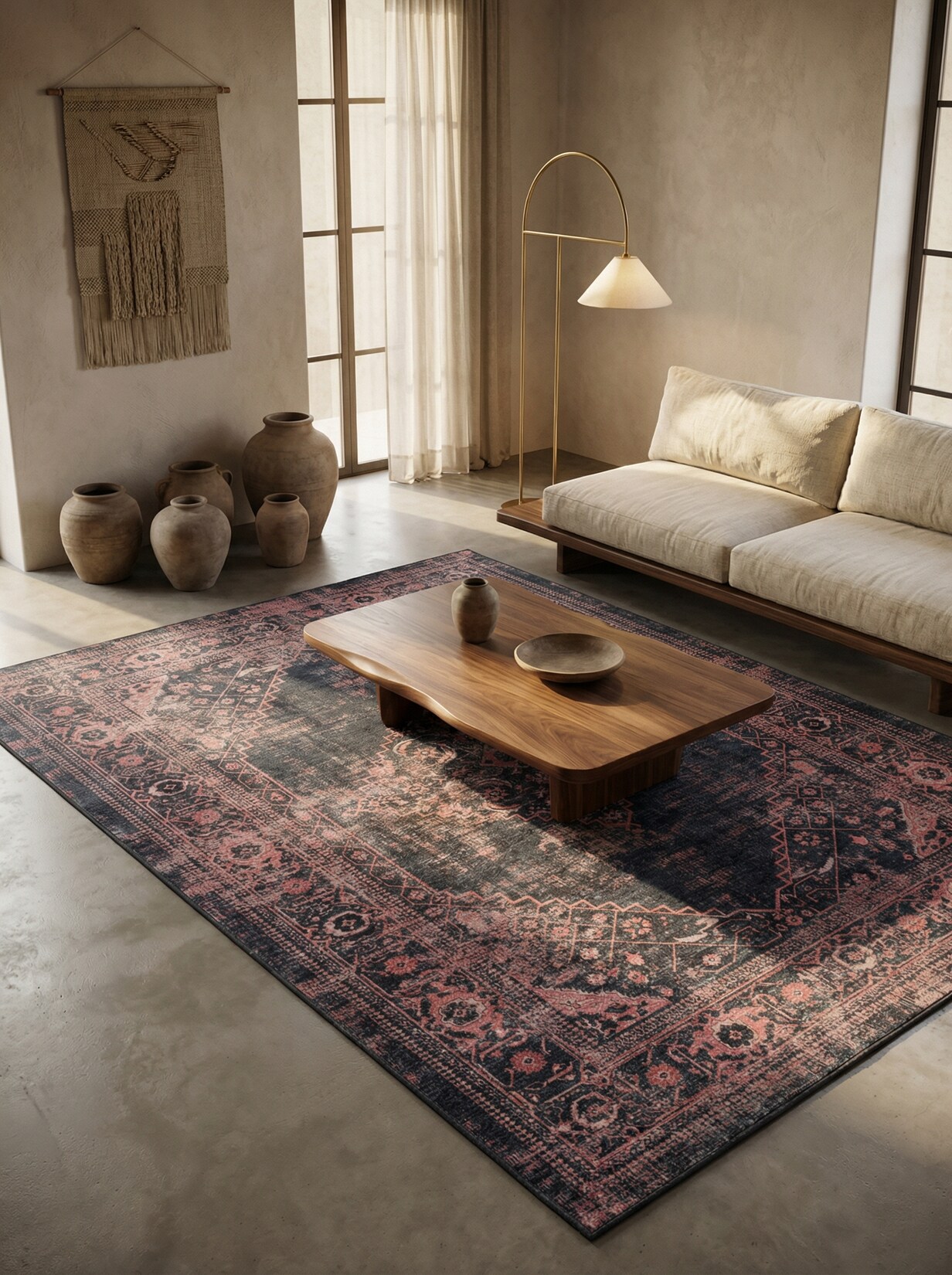 Flachwebteppich Waschbar PIZOL, orientalisch, Rot, 140 x 200 cm