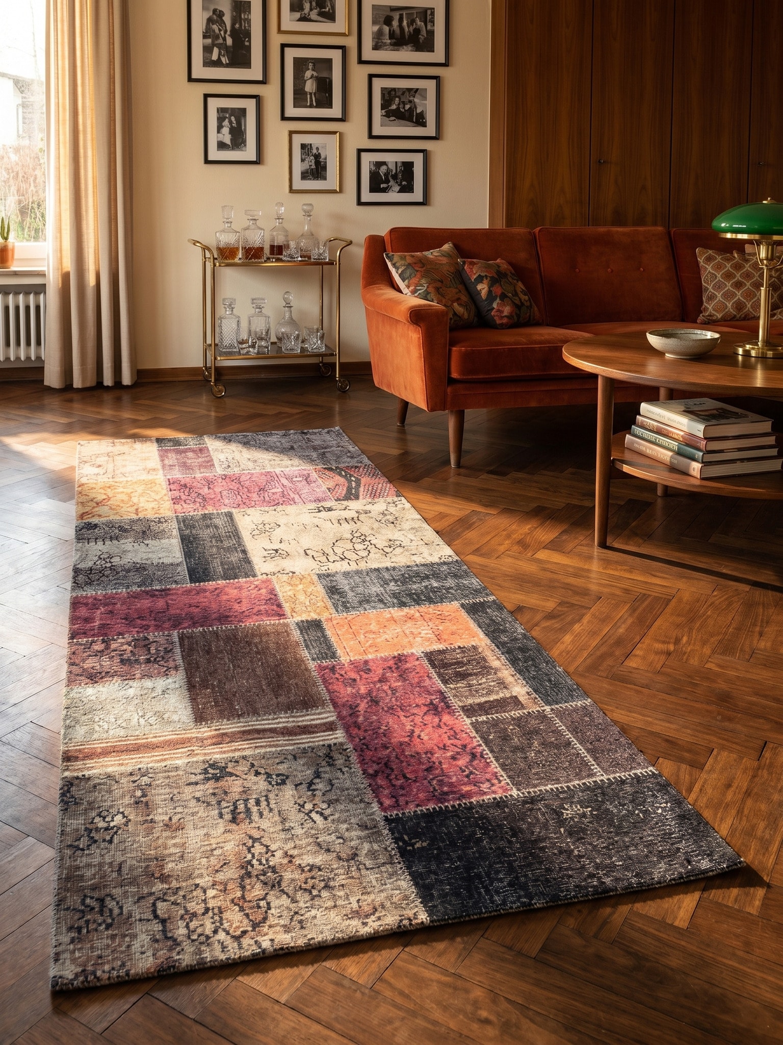 Flachwebteppich Waschbar PIZOL, im Patchwork-Stil, Bunt, 80 x 250 cm 