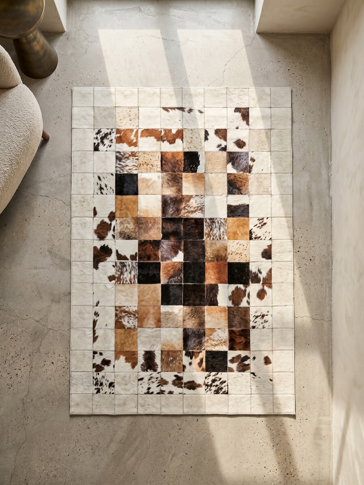 Flachwebteppich Waschbar PIZOL, im Patchwork-Stil, Weiß, 80 x 150 cm