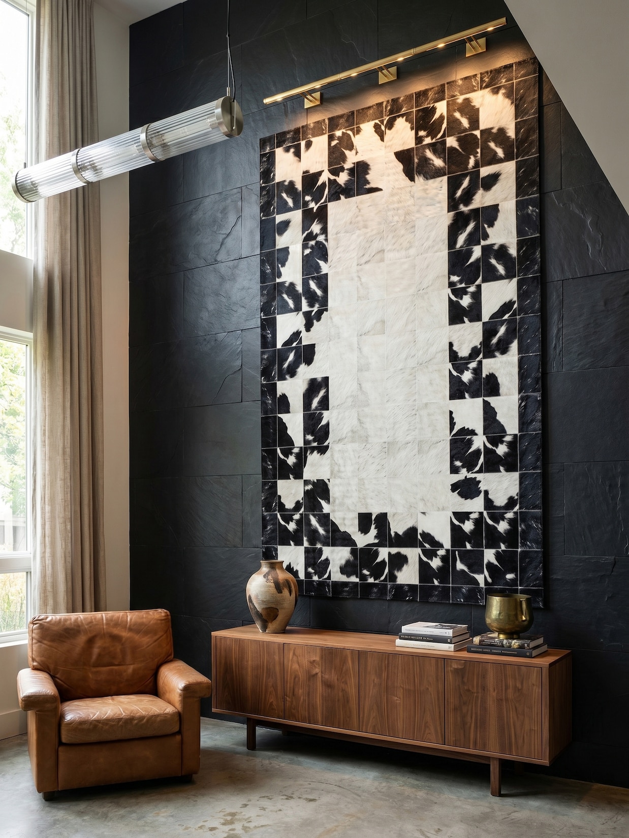Flachwebteppich Waschbar PIZOL, im Patchwork-Stil, Schwarz, 80 x 150 cm