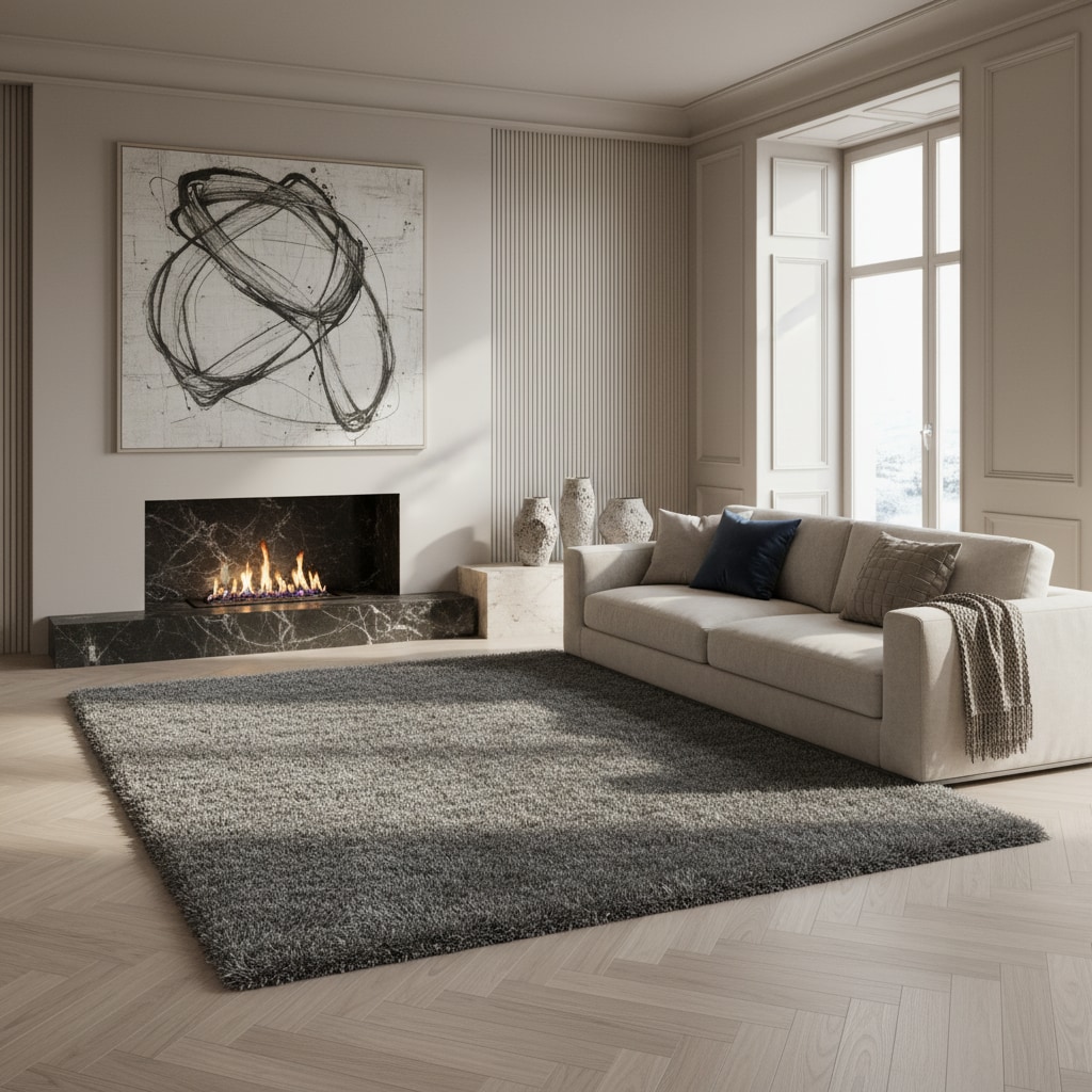 Hochflorteppich SALZACH, einfarbig, Hellgrau, 160 x 230 cm