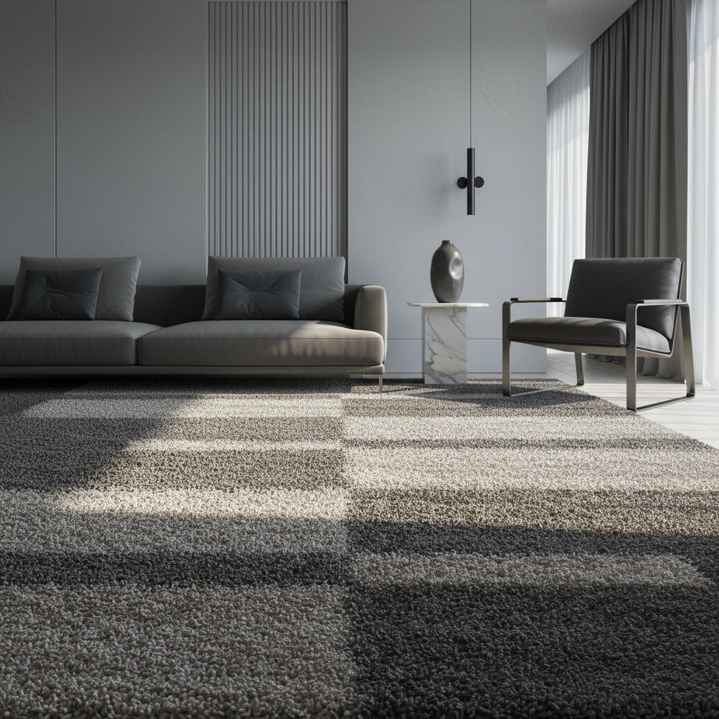 Hochflorteppich WERFEN, kariert, Taupe, 280 x 370 cm