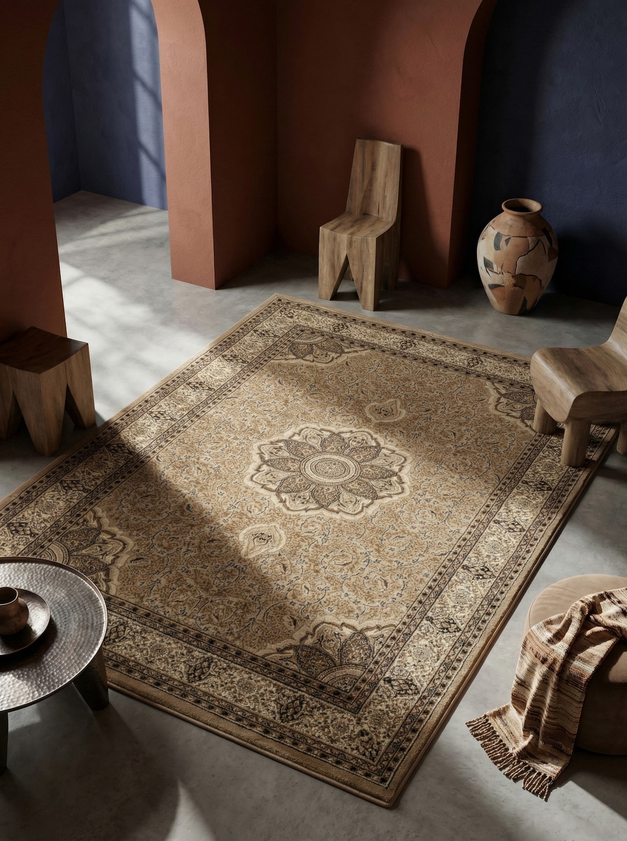 Kurzflorteppich GEISLER, orientalisch, Beige, 160 x 230 cm
