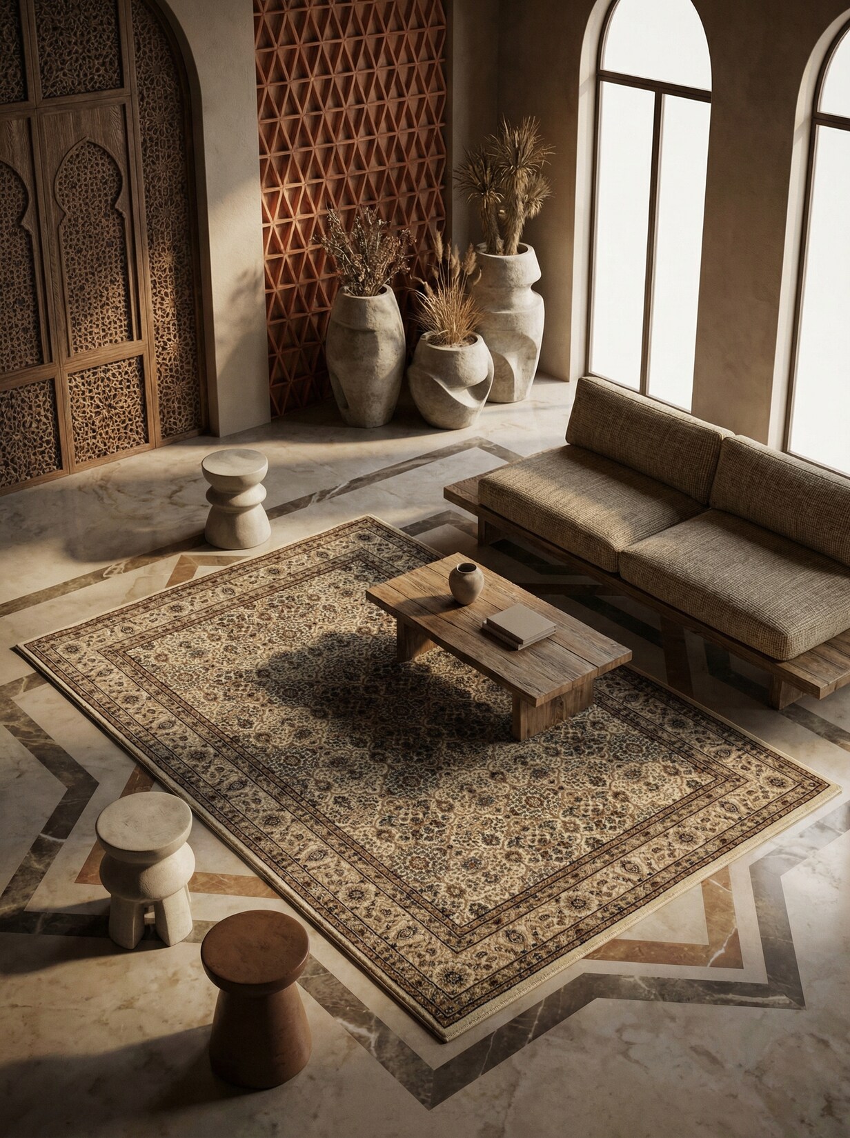 Kurzflorteppich GEISLER, orientalisch, aus Polypropylen, Beige, 120 x 170 cm