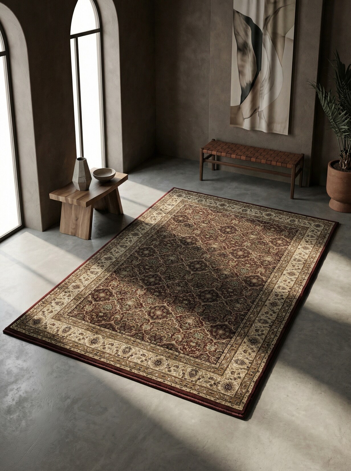 Kurzflorteppich GEISLER, orientalisch, aus Polypropylen, Rot, 120 x 170 cm