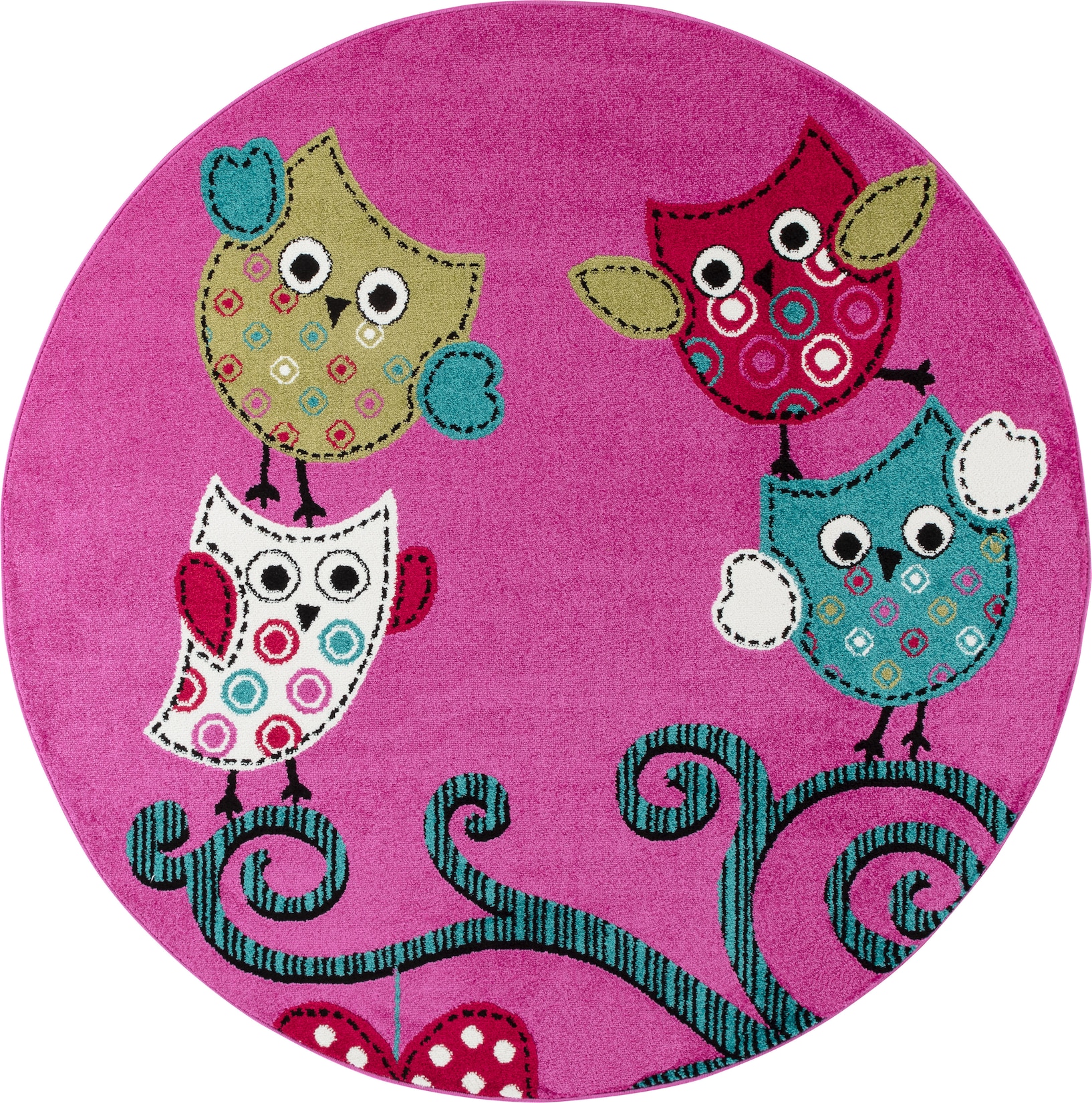Kinderteppich TASNA, mit Eulen-Motiv, Violett, Ø 160 cm