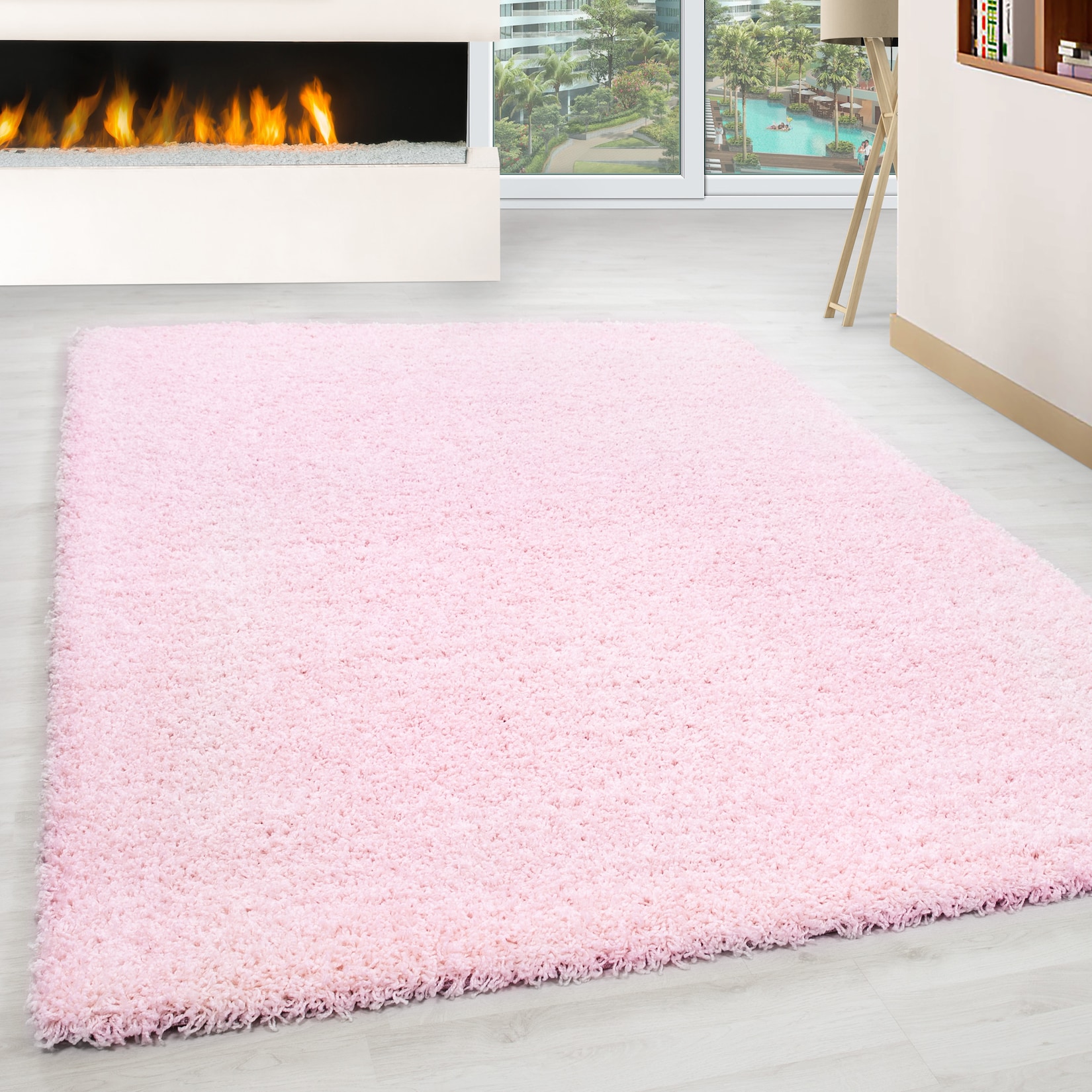 Hochflorteppich RHEIN, einfarbig, Rosa, 240 x 340 cm