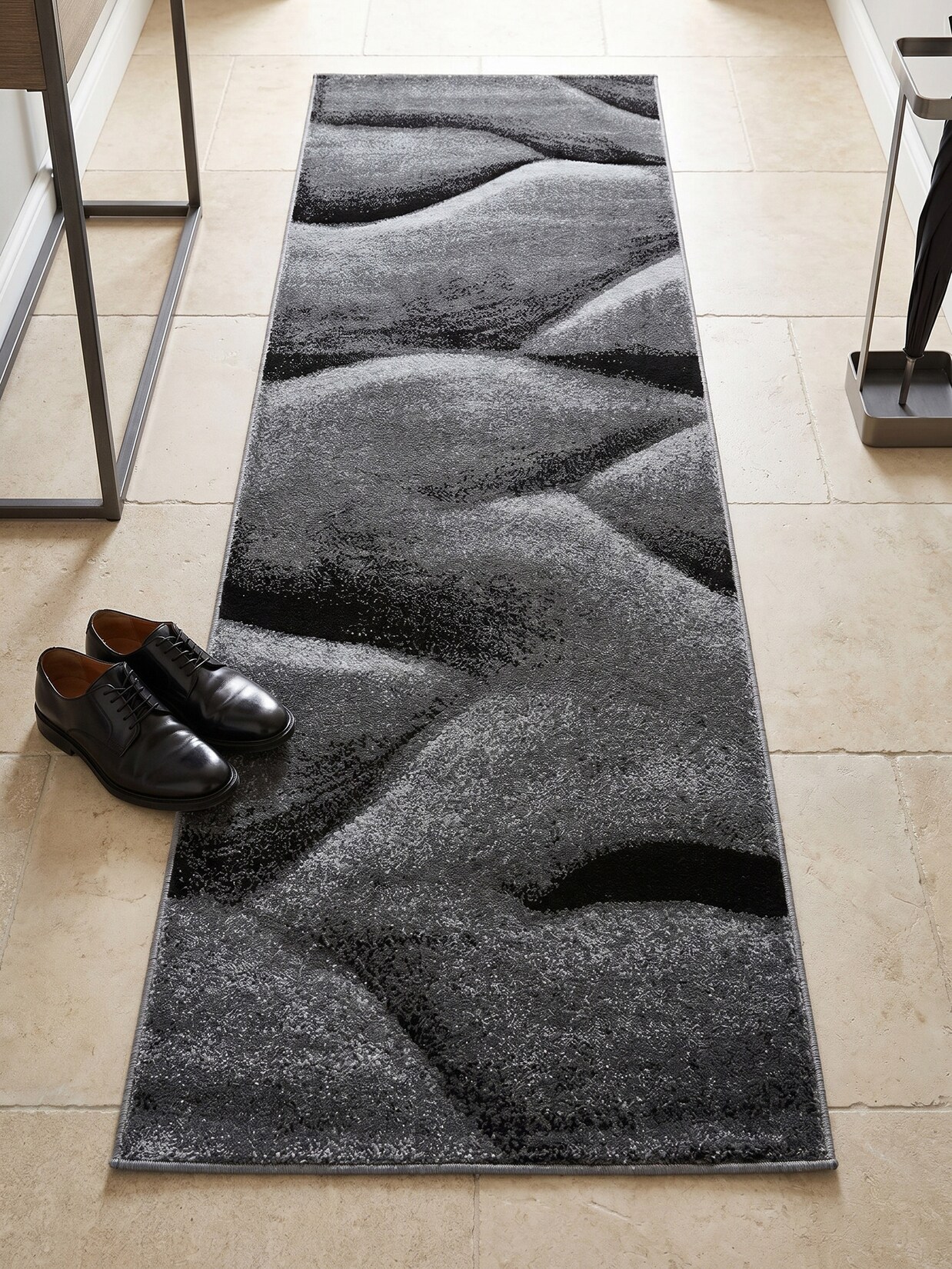 Kurzflorteppich SOLDA, mit Farbverlauf, Schwarz, 80 x 250 cm