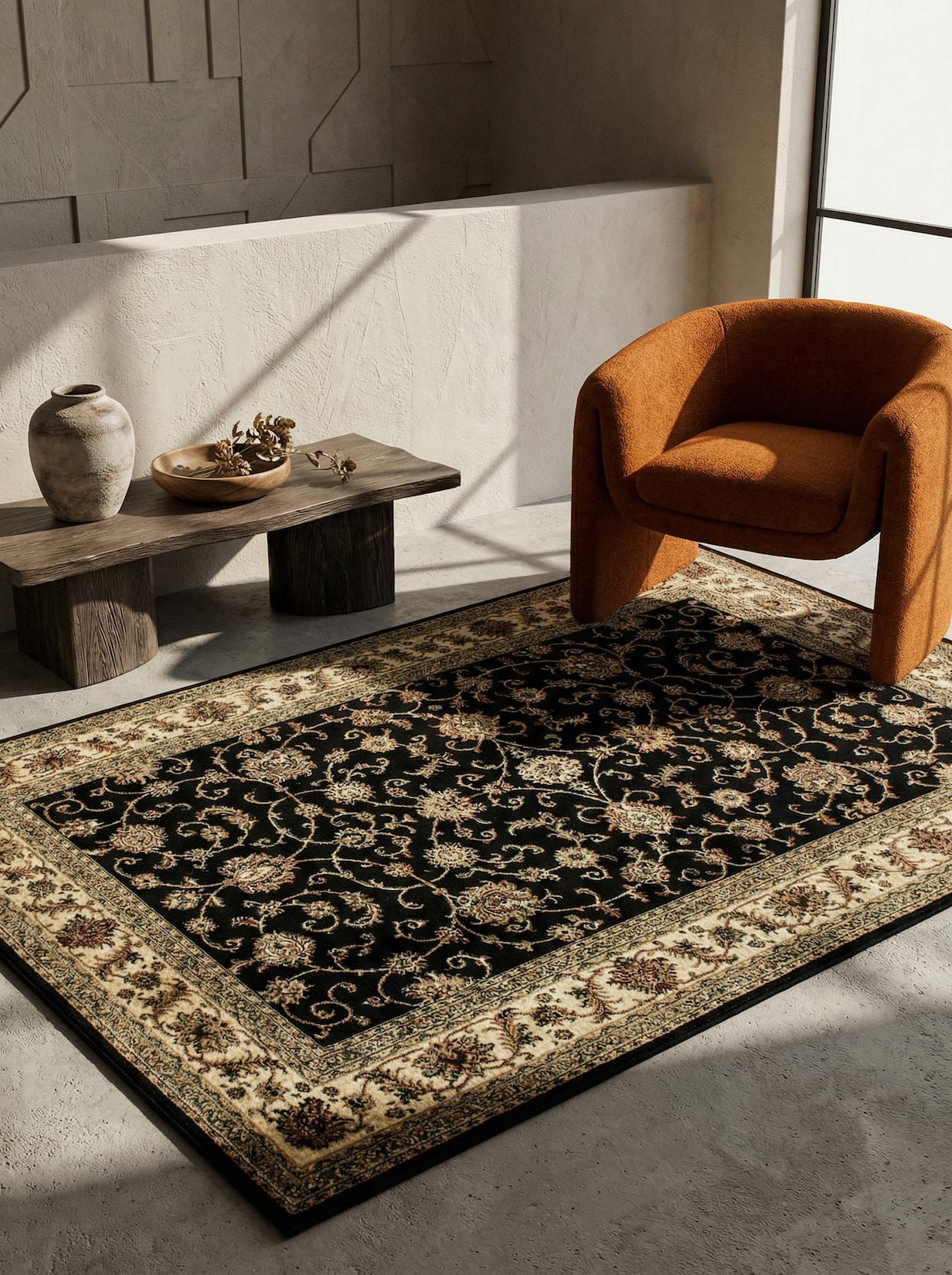 Kurzflorteppich TANNHEIM, orientalisch, aus Polypropylen, Schwarz, 300 x 400 cm