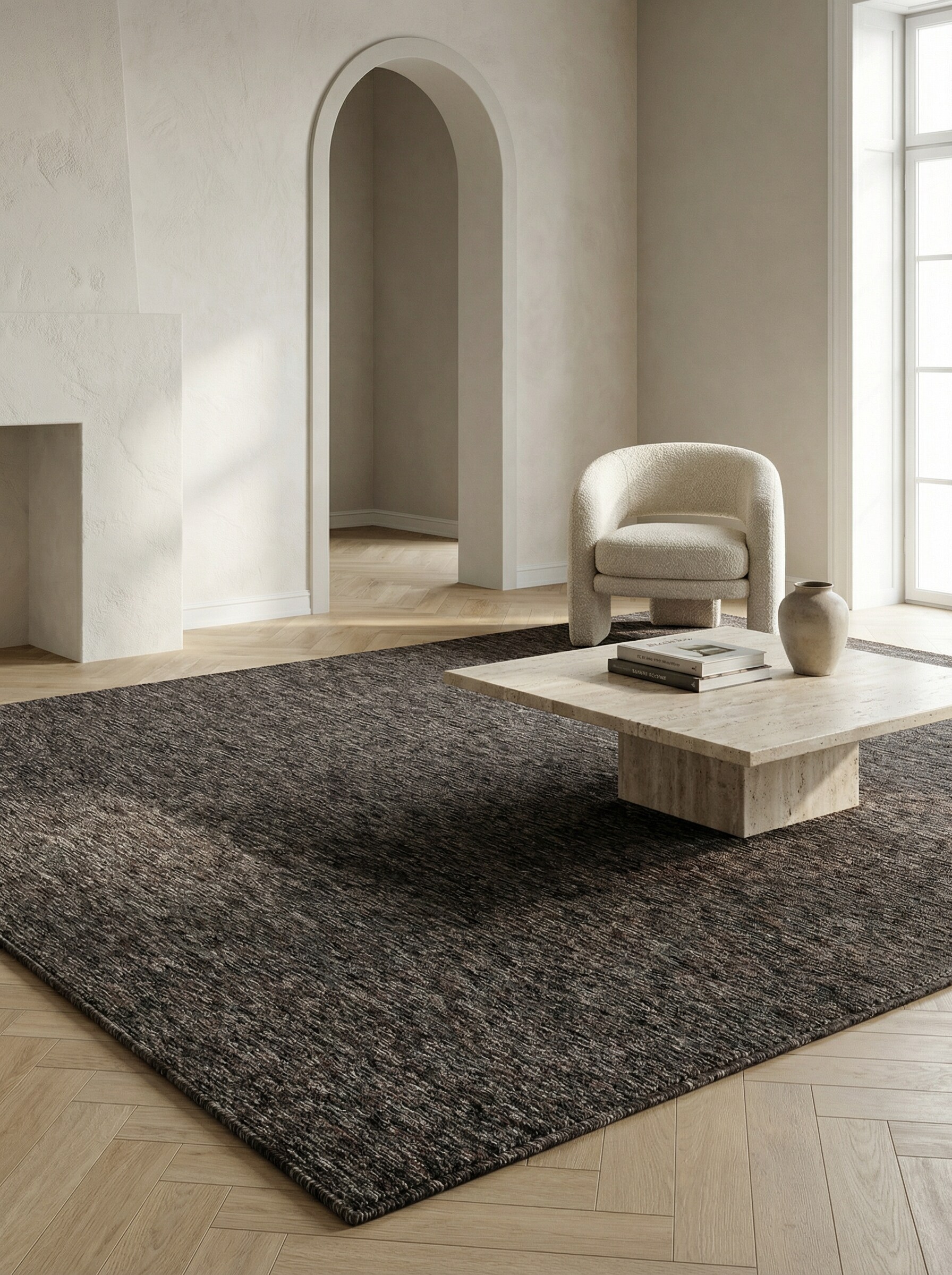 Kurzflorteppich AMMER, einfarbig, Braun, 120 x 170 cm 