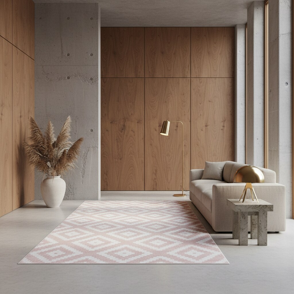 Kurzflorteppich INN, geometrisch, Rosa, 280 x 370 cm