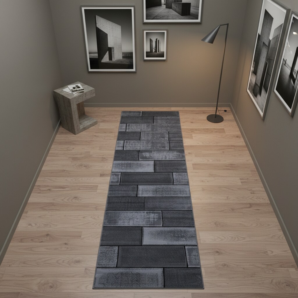 Kurzflorteppich INN, in Steinoptik, Schwarz, 80 x 300 cm