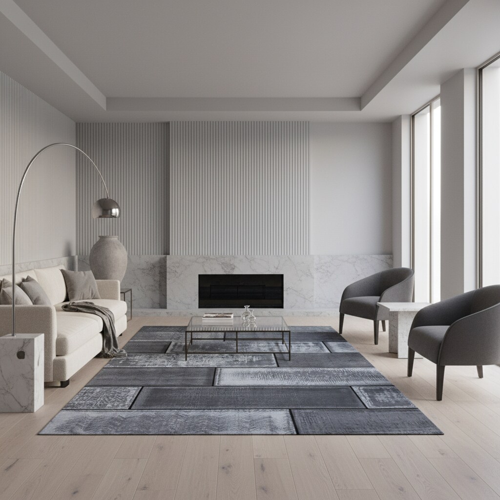 Kurzflorteppich INN, in Steinoptik, Schwarz, 280 x 370 cm