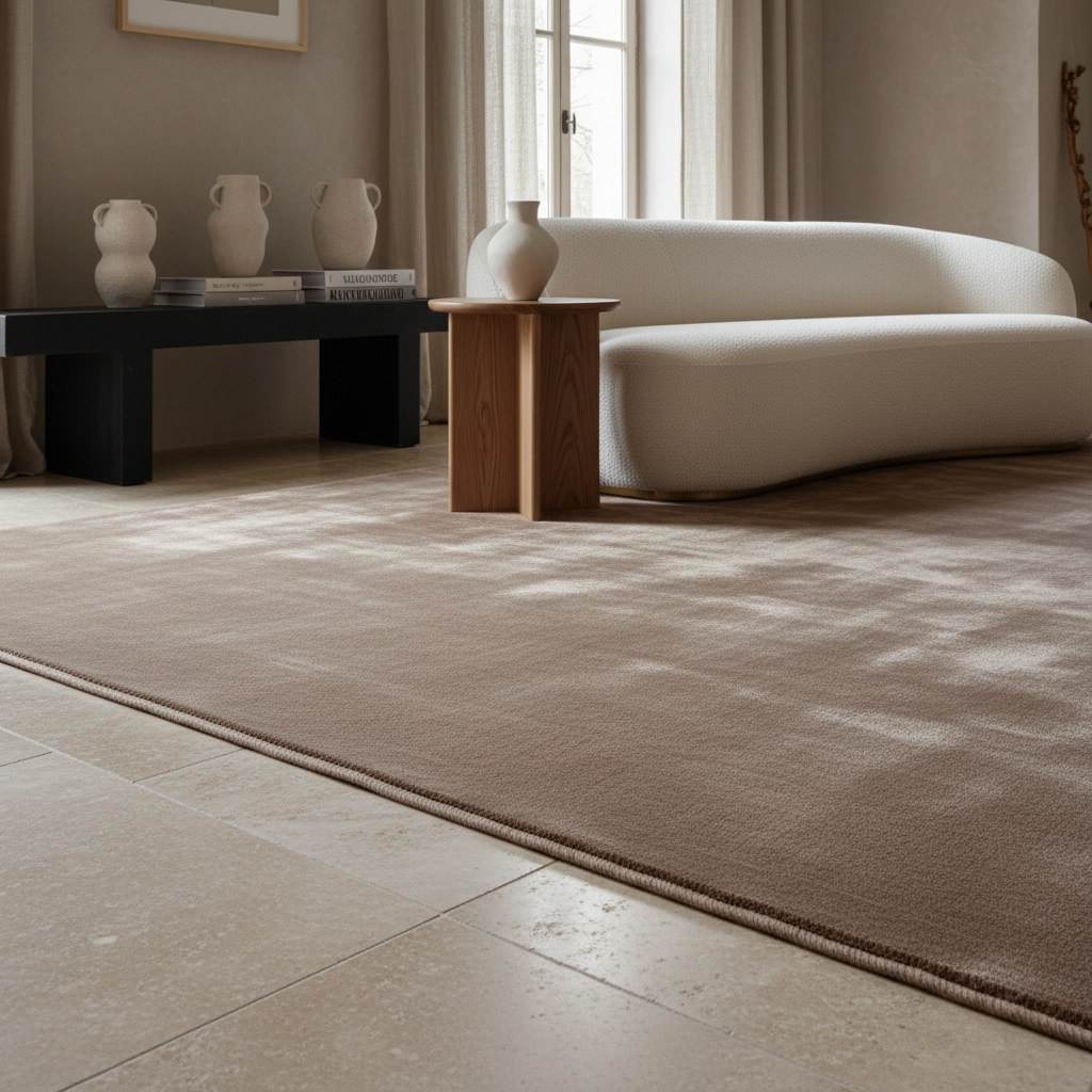 Kurzflorteppich Waschbar LECH, einfarbig, Beige, 200 x 290 cm