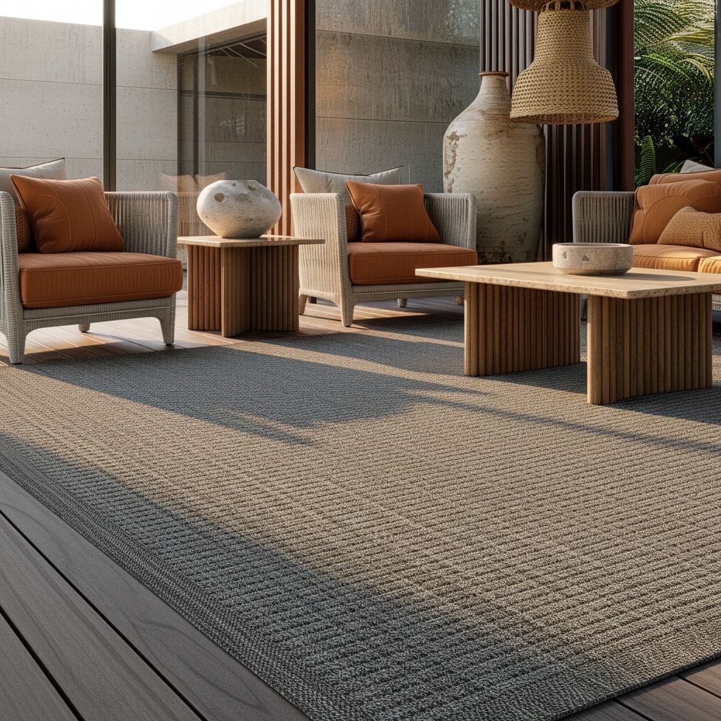 Outdoorteppich DAFNE, einfarbig, Schwarz, 140 x 200 cm 