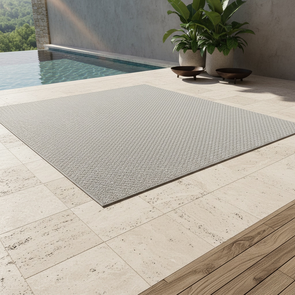 Outdoorteppich LERMOOS, einfarbig, Grau, 120 x 170 cm