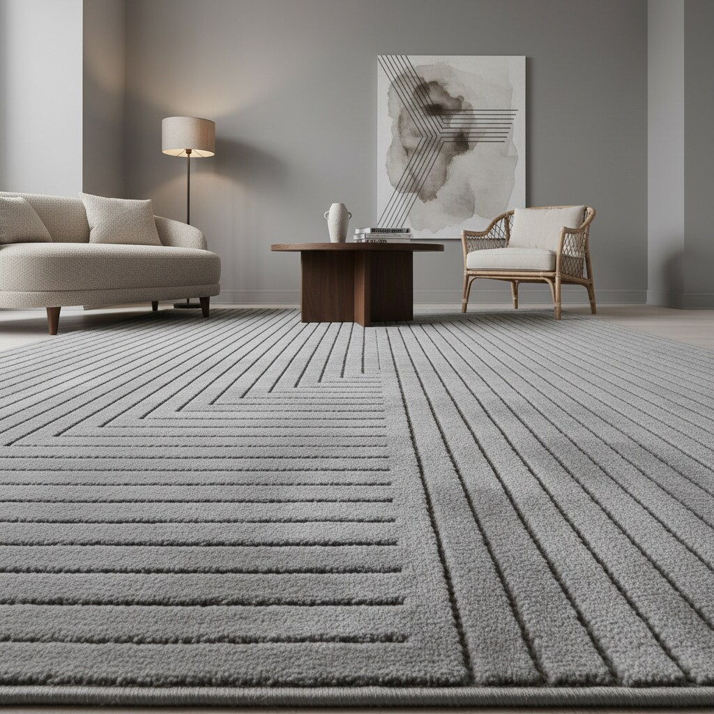 Outdoorteppich ENGADIN, im Skandi-Stil mit 3D-Design, aus Polypropylen, Silber, 160 x 230 cm