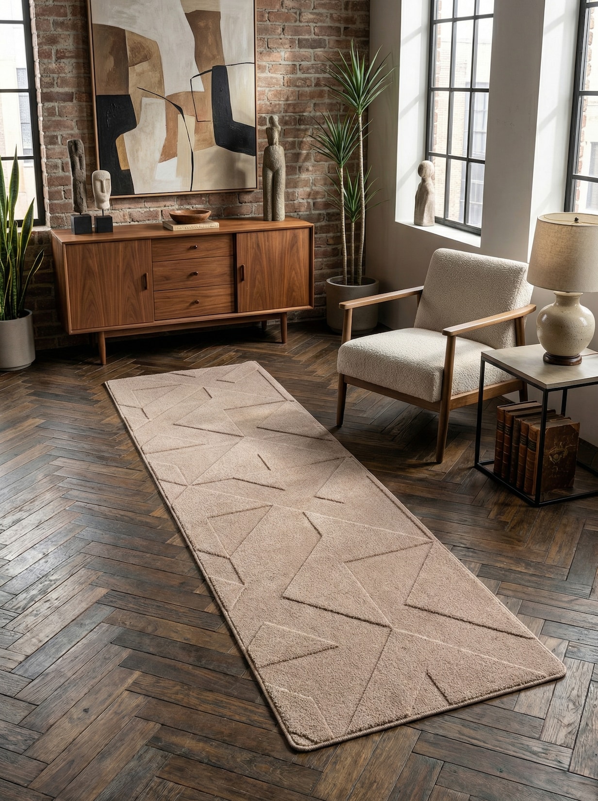 Kurzflorteppich Waschbar LAVAREDO, geometrisch, Beige, 80 x 250 cm