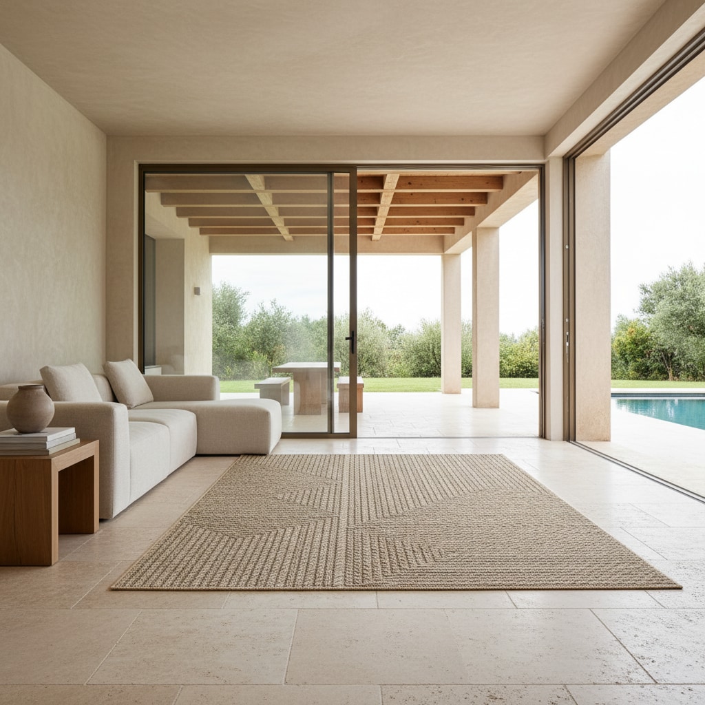 Outdoorteppich ARLBERG, im Fischgrätmuster, Beige, 120 x 170 cm