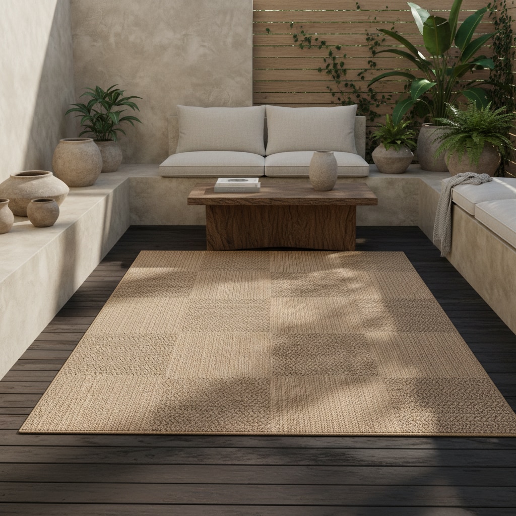 Outdoorteppich ARLBERG, im Patchwork-Stil, Beige, 80 x 150 cm